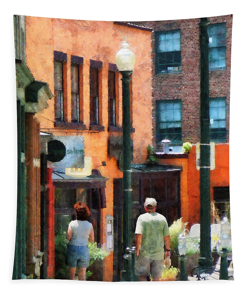 Asheville Tapestry featuring the photograph Window Shopping in Downtown Asheville by Susan Savad