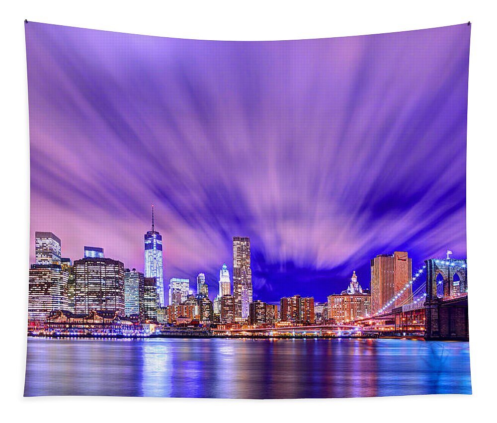 Brooklyn Bridge Tapestry featuring the photograph Winds of Lights by Midori Chan