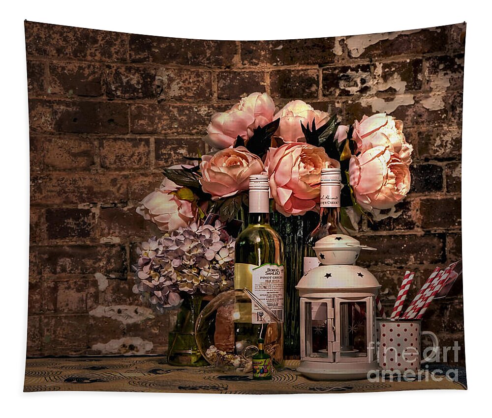 Wine And Roses Tapestry featuring the photograph Wine and Roses by Kaye Menner