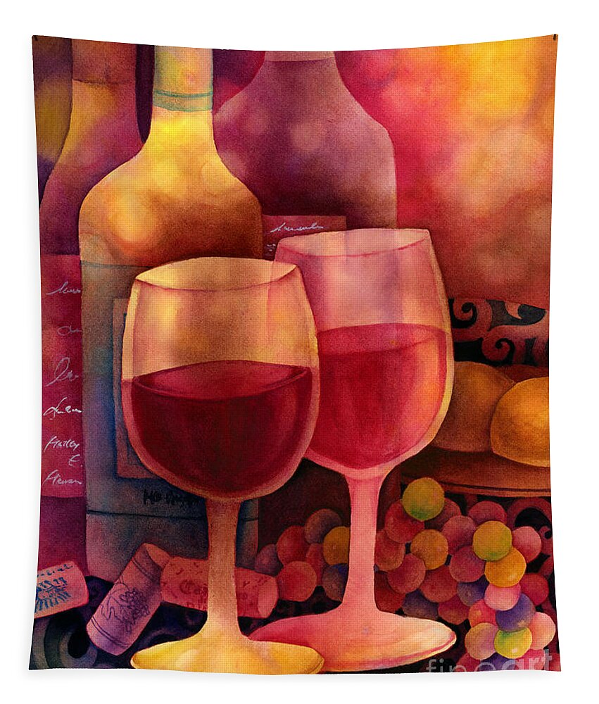 Wine Tapestry featuring the painting Wine for Two by Hailey E Herrera