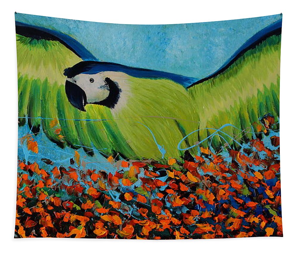 Feather Painting Tapestry featuring the painting Wings of Joy by Preethi Mathialagan