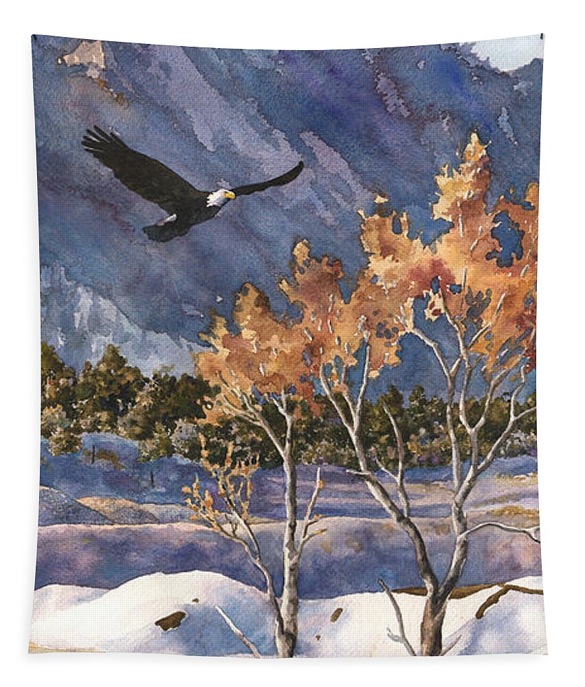 Colorado Rocky Mountain Painting Tapestry featuring the painting Winter Drift by Anne Gifford