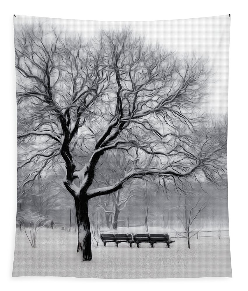 Winter Tapestry featuring the digital art Winter in the Park by Nina Bradica