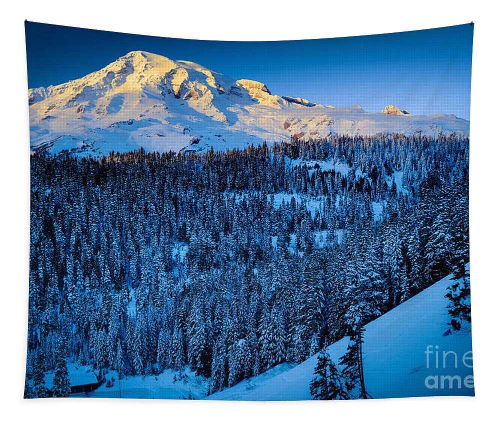 America Tapestry featuring the photograph Winter Mountain by Inge Johnsson