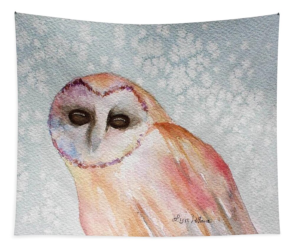 Owl Tapestry featuring the painting Winter Owl by Lyn DeLano