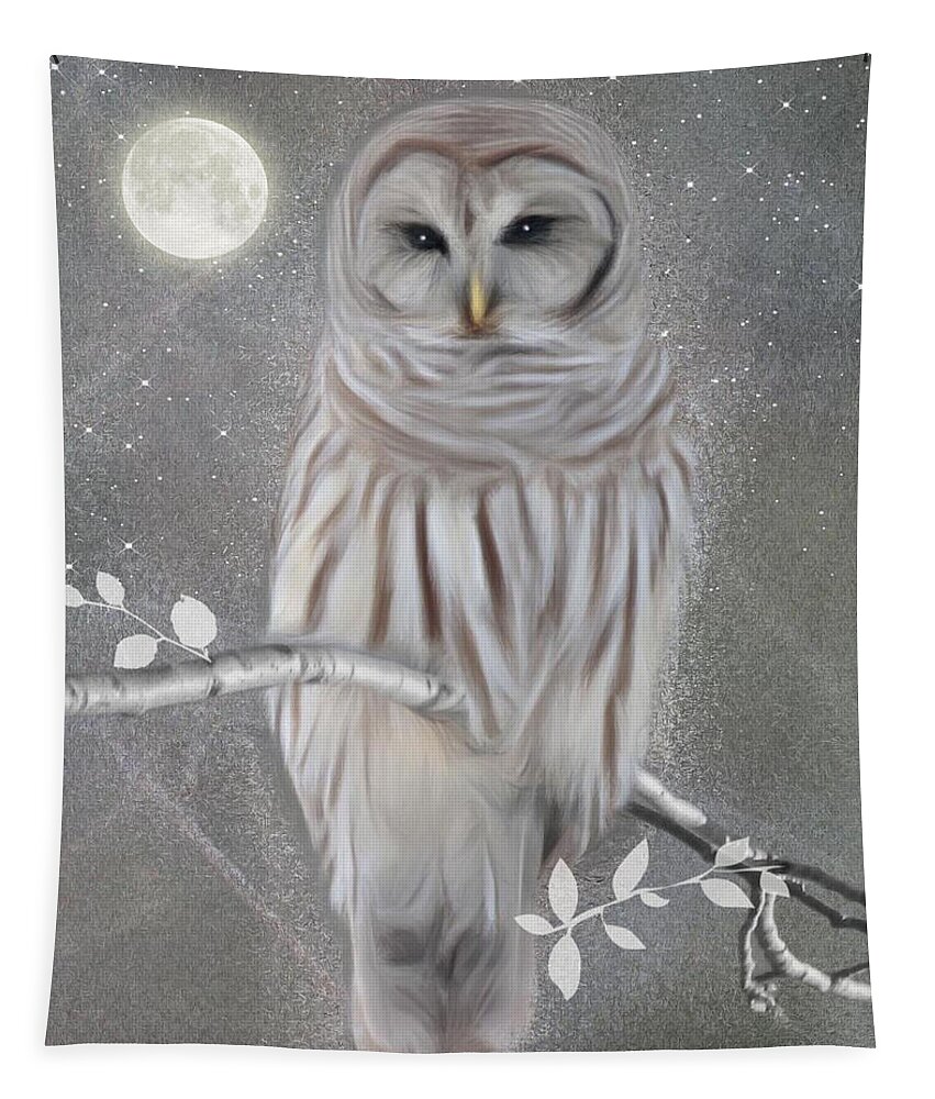Winter Owl Tapestry featuring the digital art Winter Owl by Nina Bradica