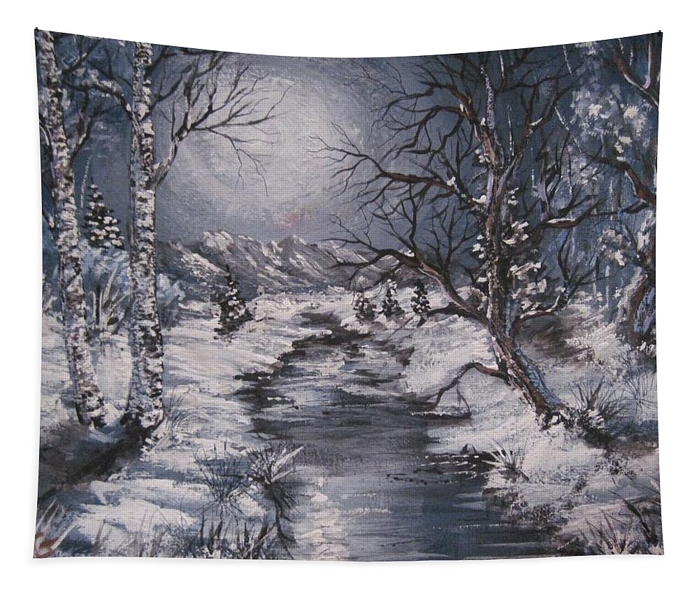 Snow Tapestry featuring the painting Winter solstice by Megan Walsh