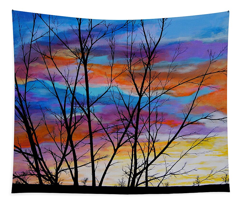 Landscape Tapestry featuring the painting Winter Sunrise by Vallee Johnson