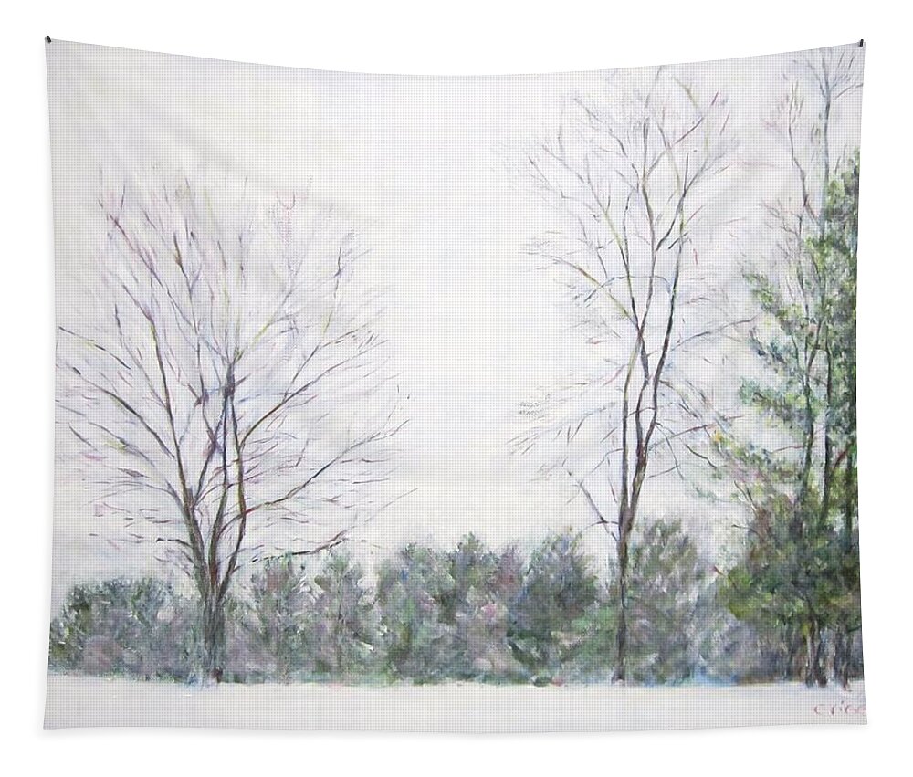Impressionism Tapestry featuring the painting Winter Wonderland USA by Glenda Crigger