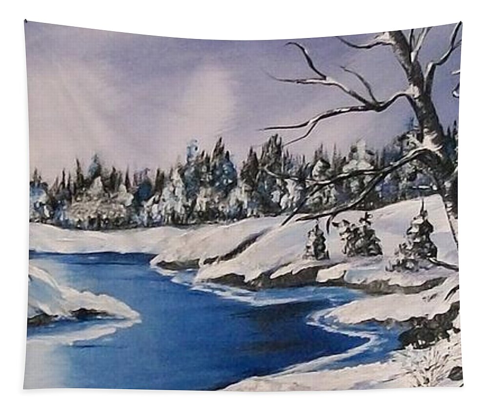 Snow Tapestry featuring the painting Winter's Blanket by Sharon Duguay