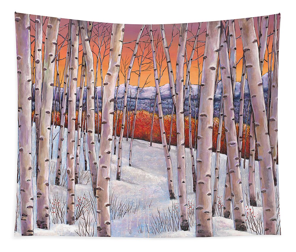 Autumn Aspen Tapestry featuring the painting Winter's Dream by Johnathan Harris