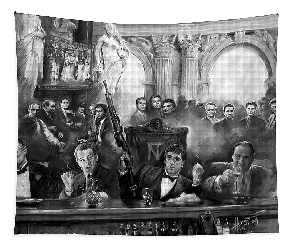 Gangsters Tapestry featuring the mixed media Wise Guys by Ylli Haruni