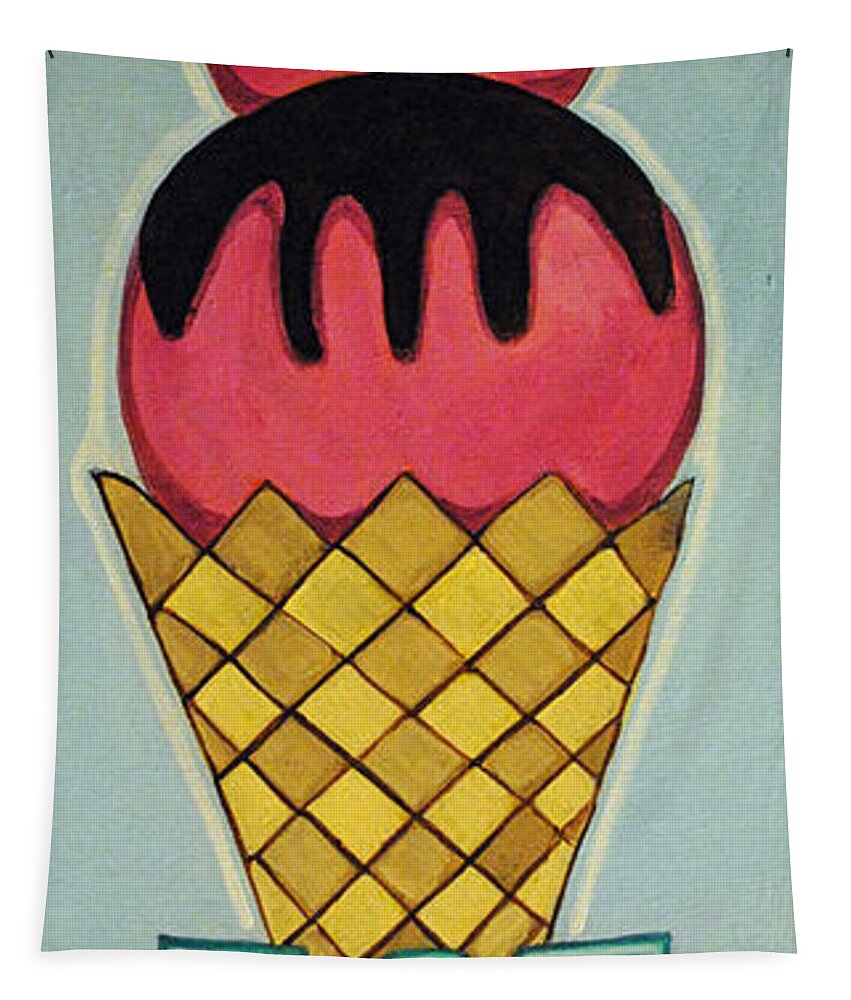 Ice Cream Signs Tapestry featuring the painting With a Cherry on Top by Patricia Arroyo