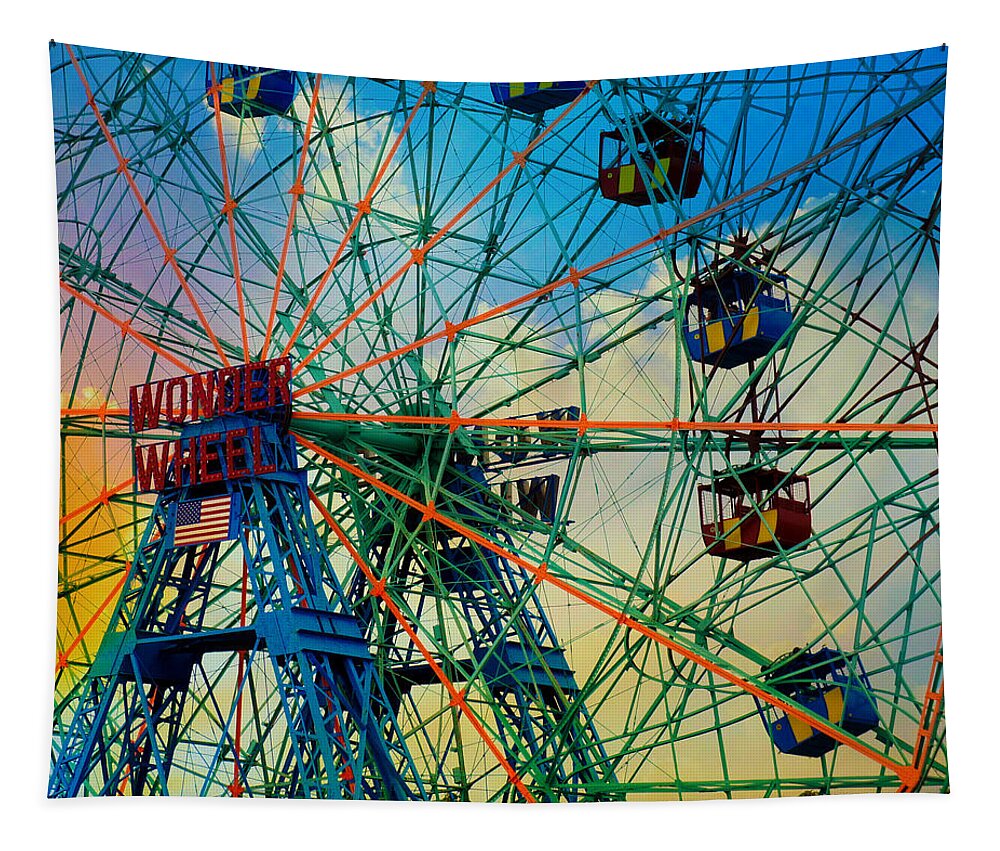 Ferris Wheel Tapestry featuring the photograph Wonder Wheel by Lilliana Mendez