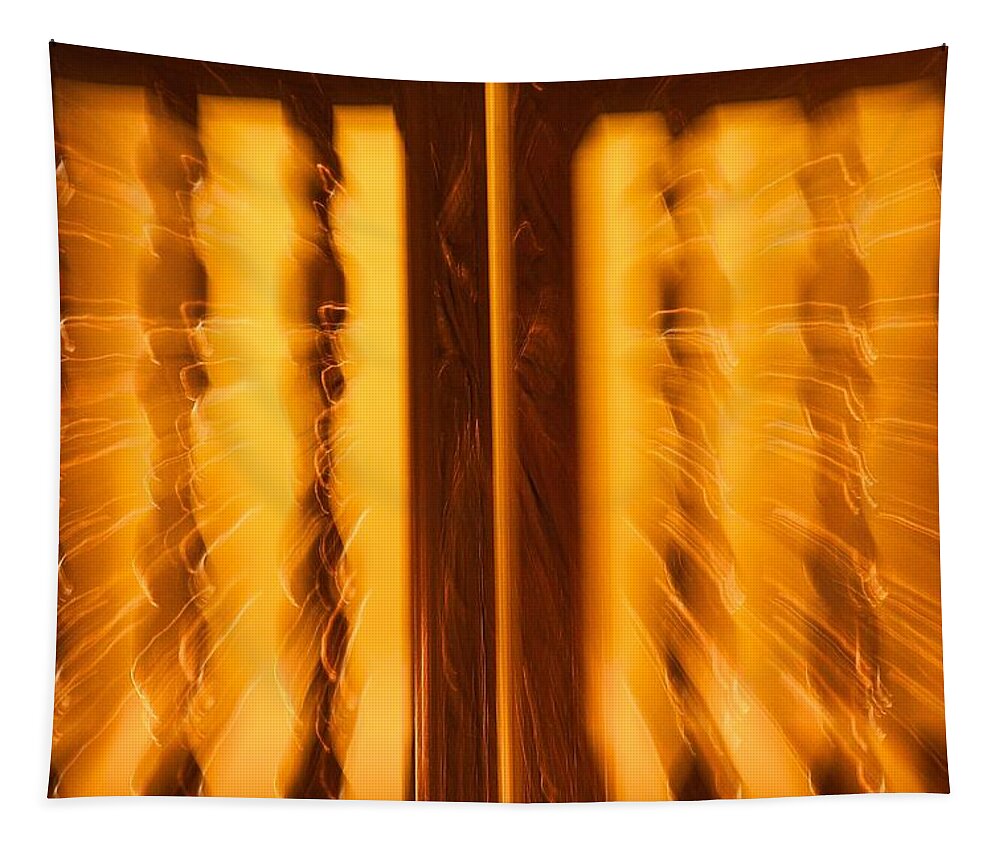 Abstract Tapestry featuring the photograph Wood Spindle Shutters by Stuart Litoff