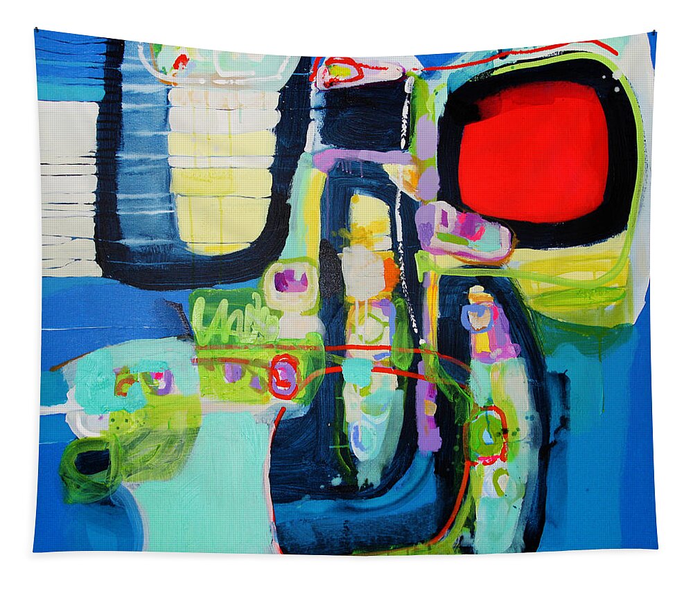 Abstract Tapestry featuring the painting Work it Out by Claire Desjardins