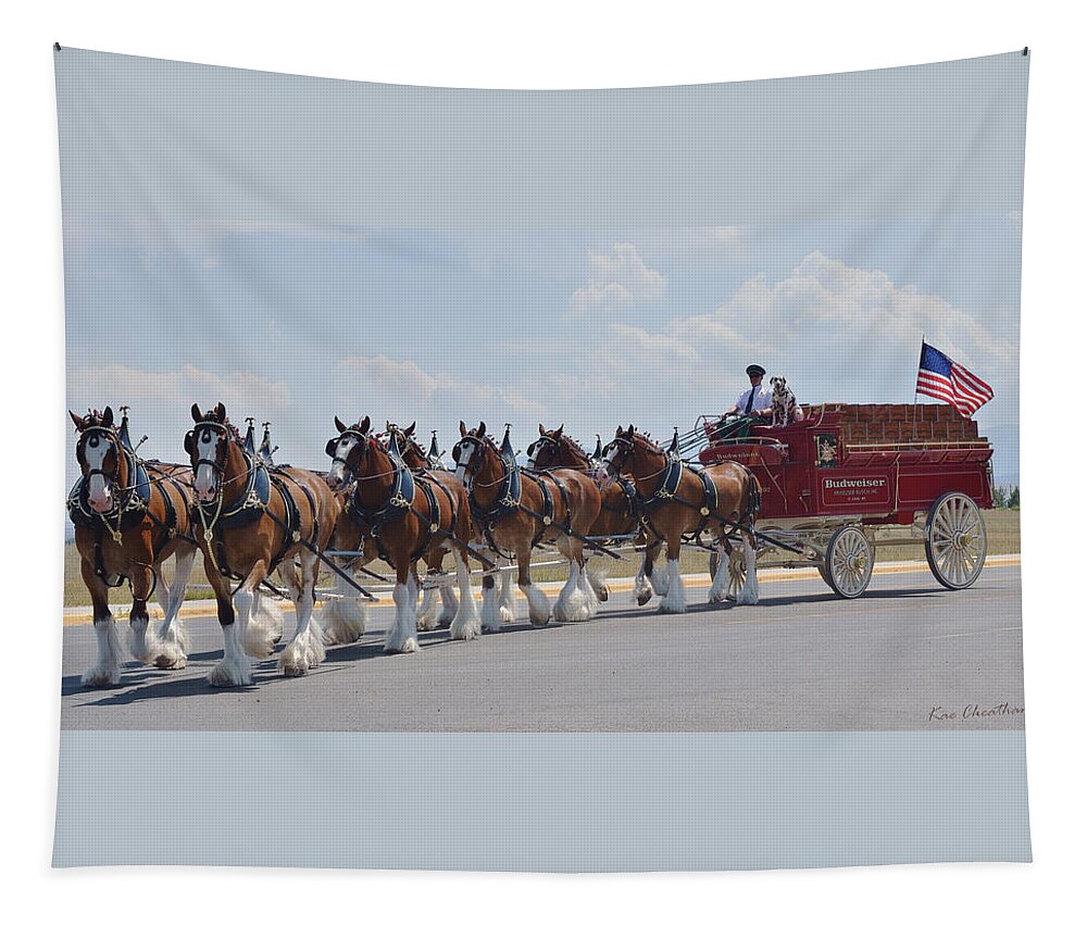 Clydesdales Tapestry featuring the mixed media World Renown Clydesdales 2 by Kae Cheatham