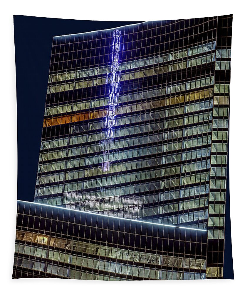 World Trade Center Tapestry featuring the photograph World Trade Center Mast Reflection by Susan Candelario