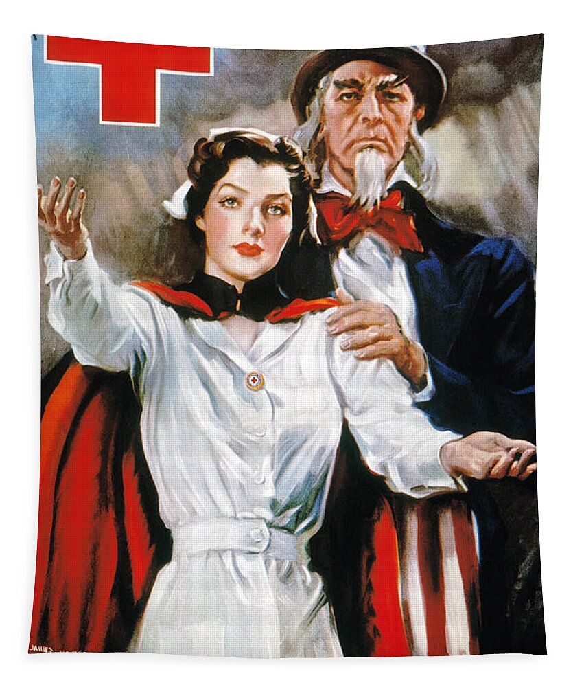1942 Tapestry featuring the photograph World War II: Red Cross by Granger
