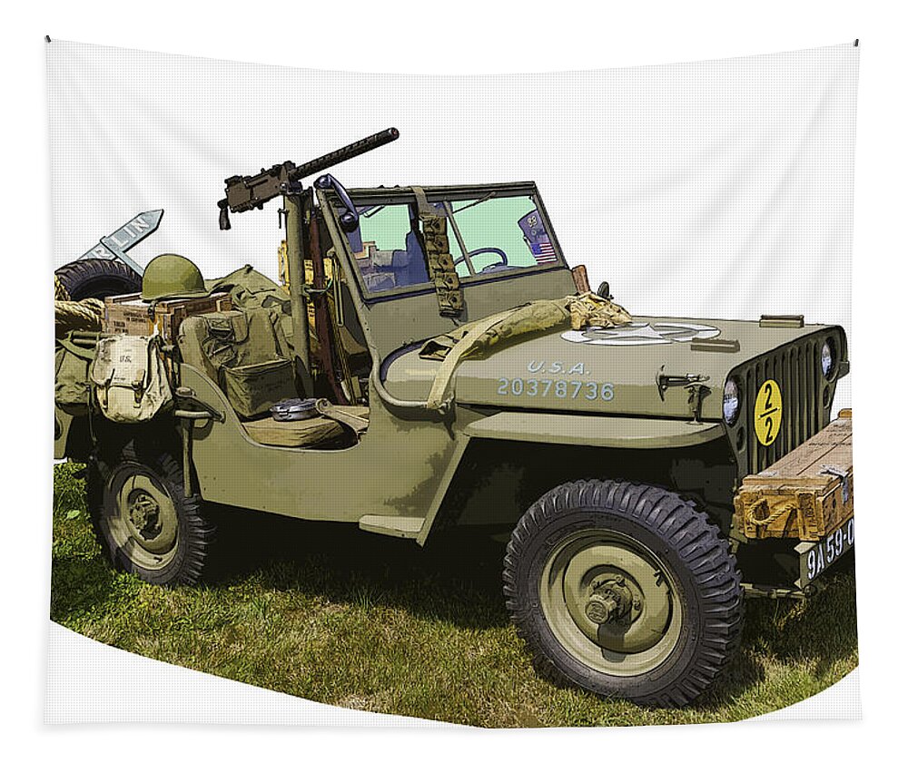 World War Two Tapestry featuring the photograph World War Two - Willys - Army Jeep by Keith Webber Jr