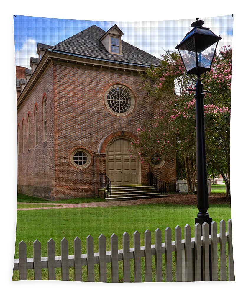 William & Mary Tapestry featuring the photograph Wren Chapel at William and Mary by Jerry Gammon