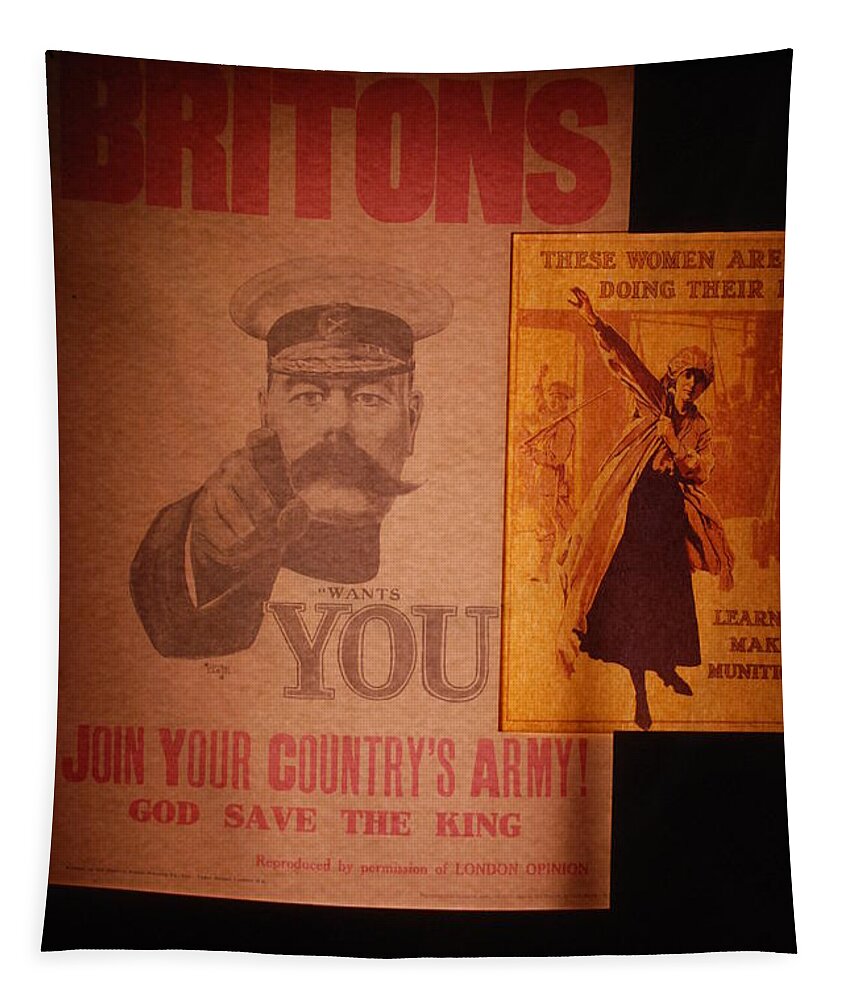 Wwi Tapestry featuring the photograph WW1 Recruitment Posters by Kenny Glover