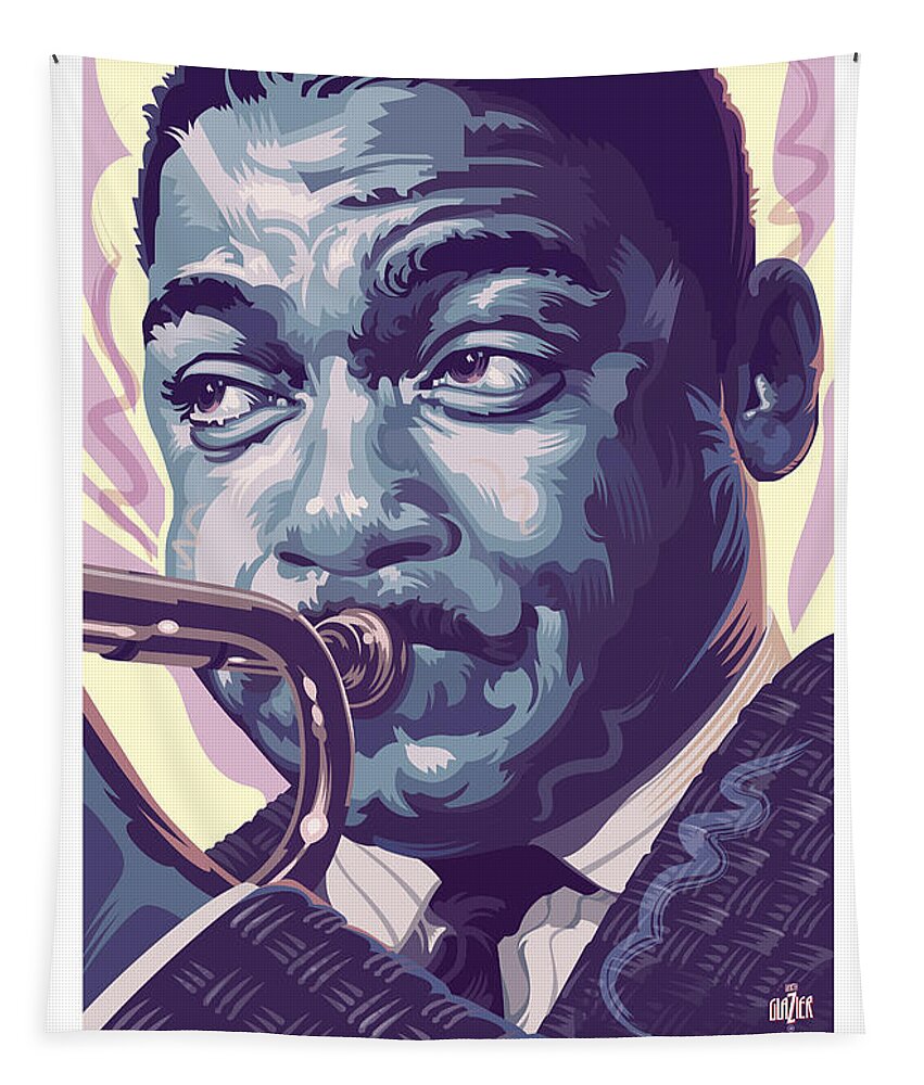 Jazz Art Tapestry featuring the painting Wynton Marsalis Portrait by Garth Glazier