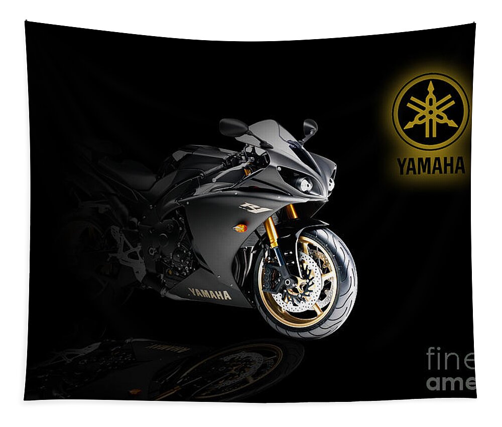 Yamaha Tapestry featuring the digital art Yamaha R1 by Airpower Art