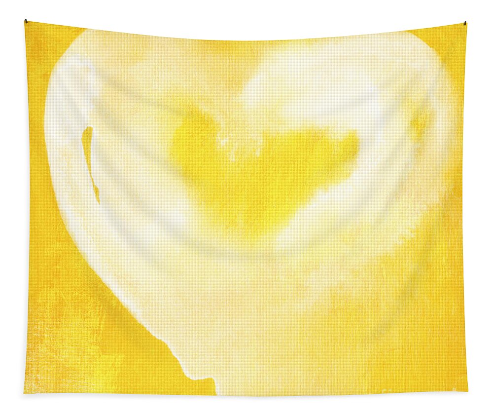 Love Tapestry featuring the mixed media Yellow and White Love- Heart art by Linda Woods by Linda Woods