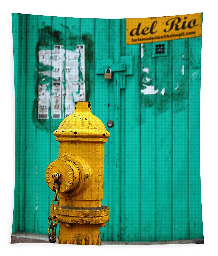 Fireplug Tapestry featuring the photograph Yellow fire hydrant by James Brunker