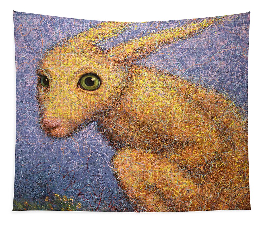 Yellow Rabbit Tapestry featuring the painting Yellow Rabbit by James W Johnson