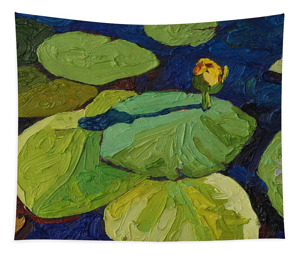 Floral Tapestry featuring the painting Yellow Waterlily by Phil Chadwick