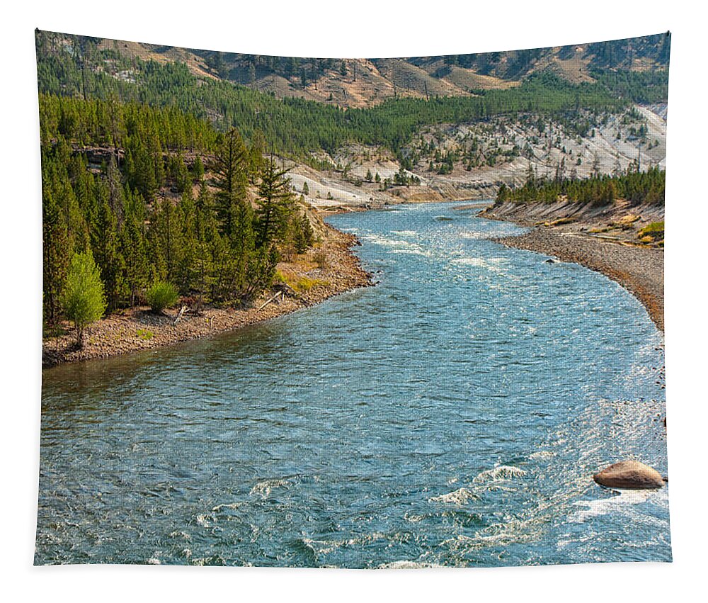 Landscape Tapestry featuring the photograph Yellowstone River Journey by John M Bailey