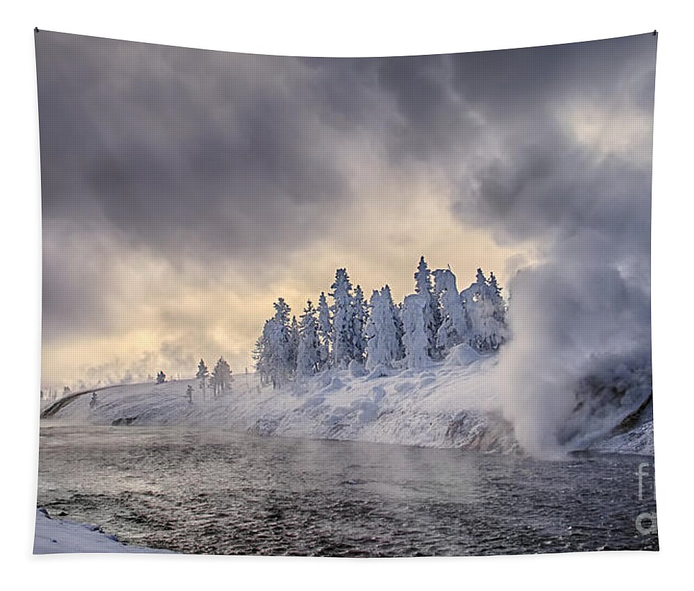 Yellowstone Winter Wonderland Tapestry featuring the photograph Yellowstone Winter Wonderland by Priscilla Burgers
