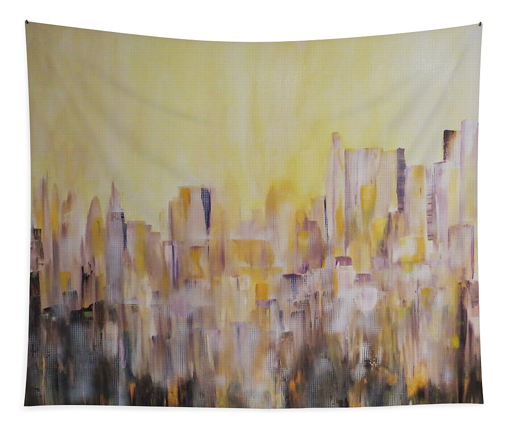 Cityscape Tapestry featuring the painting Your View?  by Soraya Silvestri