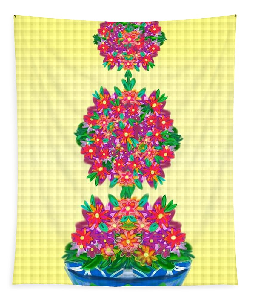 Floral Tapestry featuring the digital art Zig zag topiary by Christine Fournier