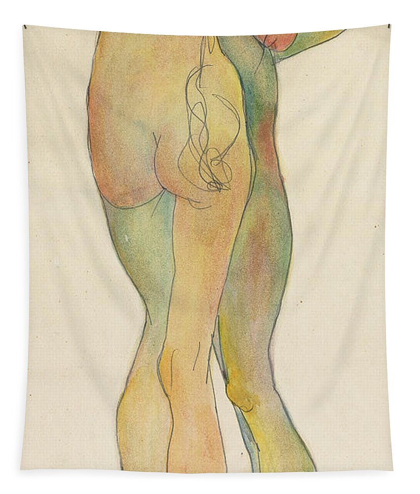 Egon Tapestry featuring the painting Zwei Stehende Akte by Egon Schiele