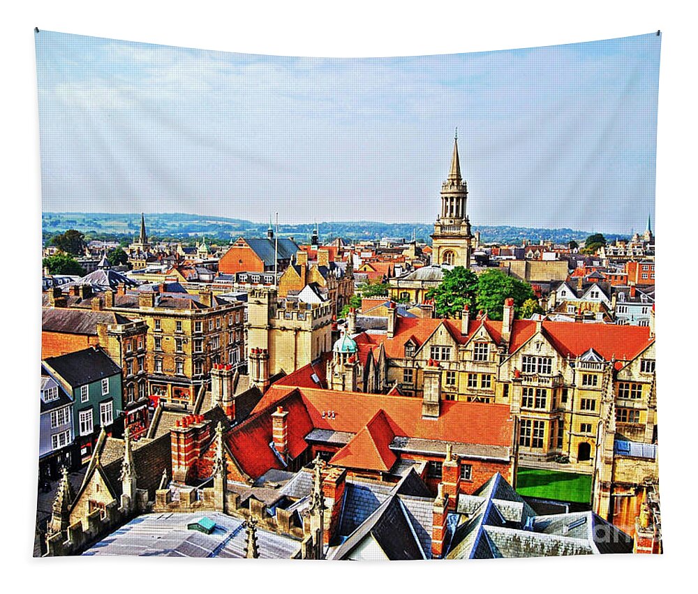 Yhun Suarez Tapestry featuring the photograph Oxford Cityscape by Yhun Suarez