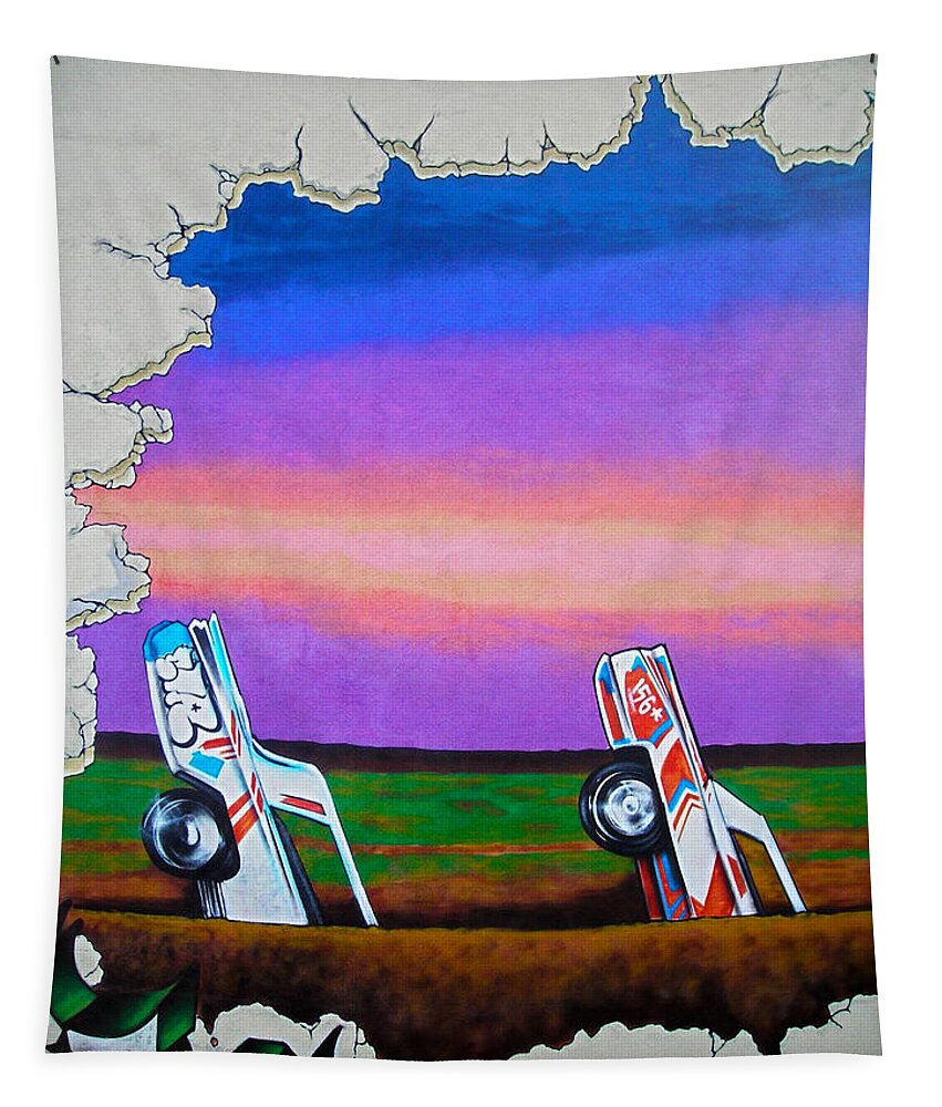 Paint Tapestry featuring the photograph Cadillac Ranch - Montreal by Juergen Weiss