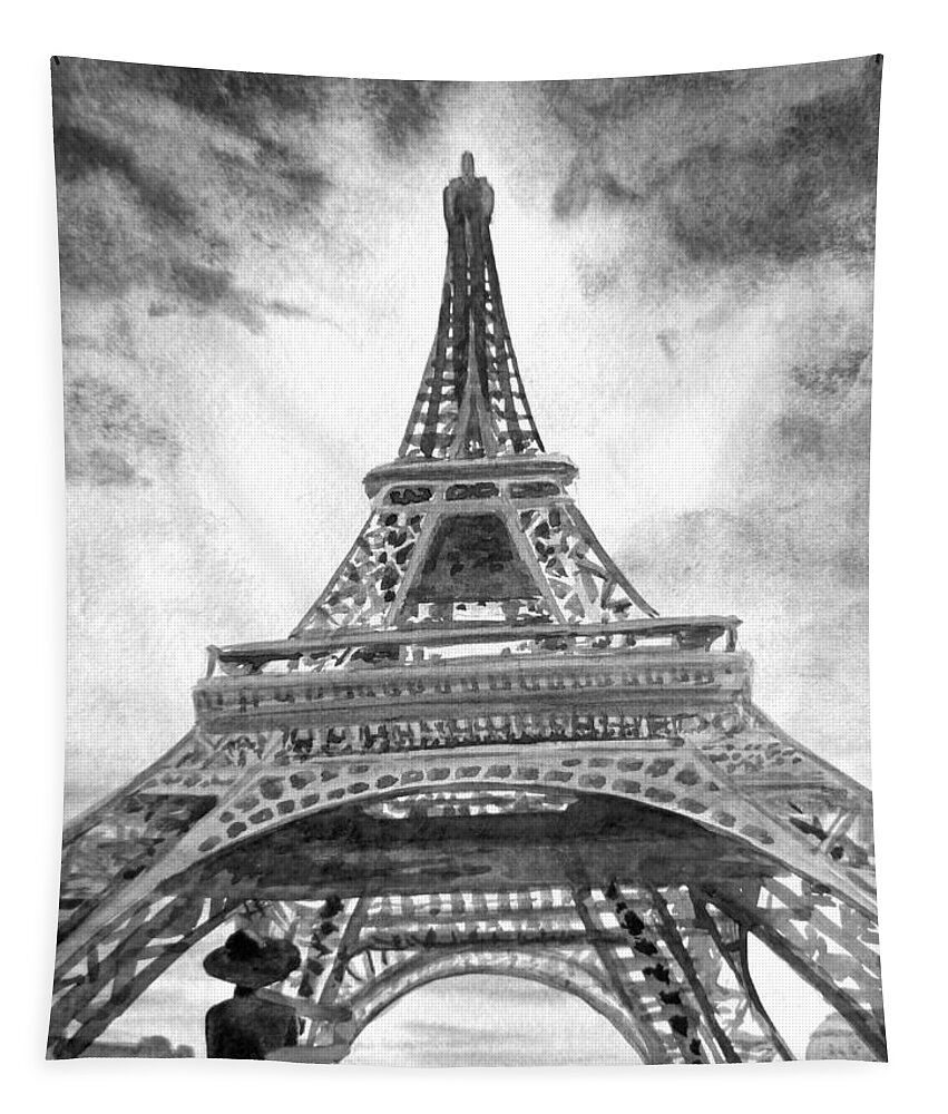 Eiffel Tapestry featuring the painting Eiffel Tower Paris France #5 by Irina Sztukowski