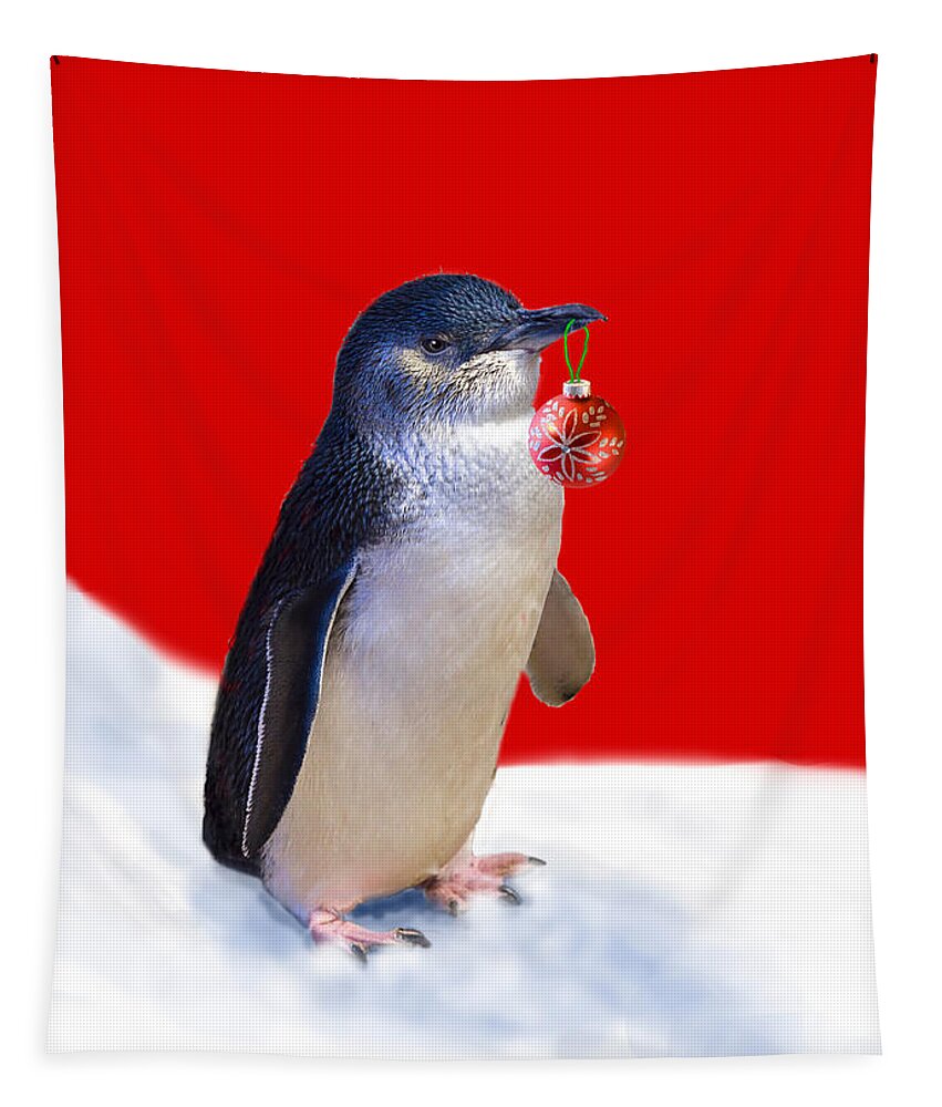 Little Penguin Tapestry featuring the photograph Fairy Penguin for Christmas #2 by Louise Heusinkveld