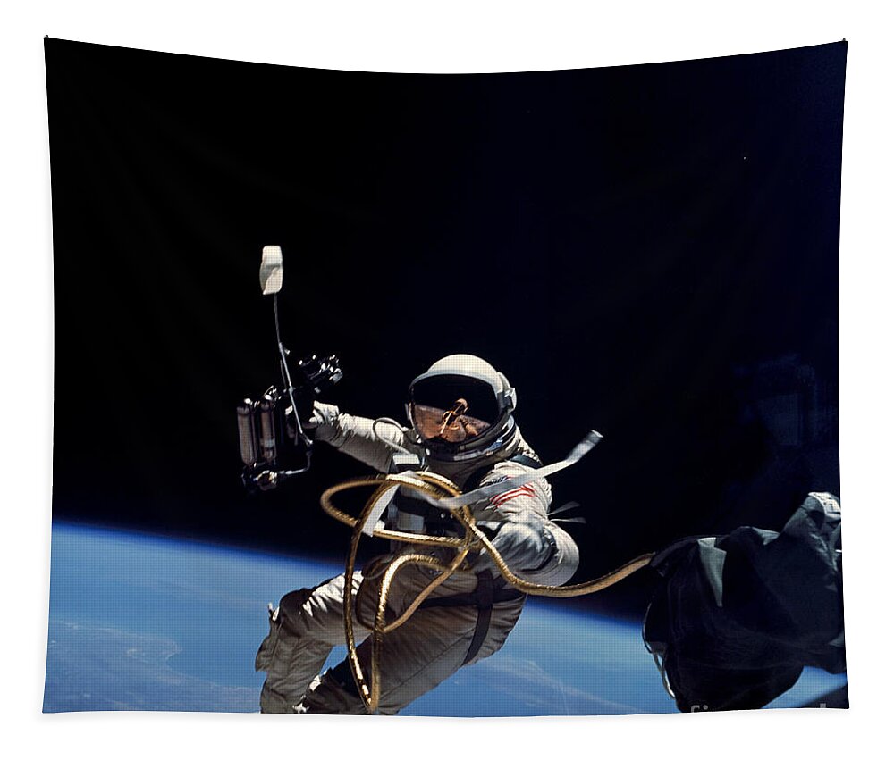 Ed White Tapestry featuring the photograph First U.s. Spacewalk #1 by Nasa