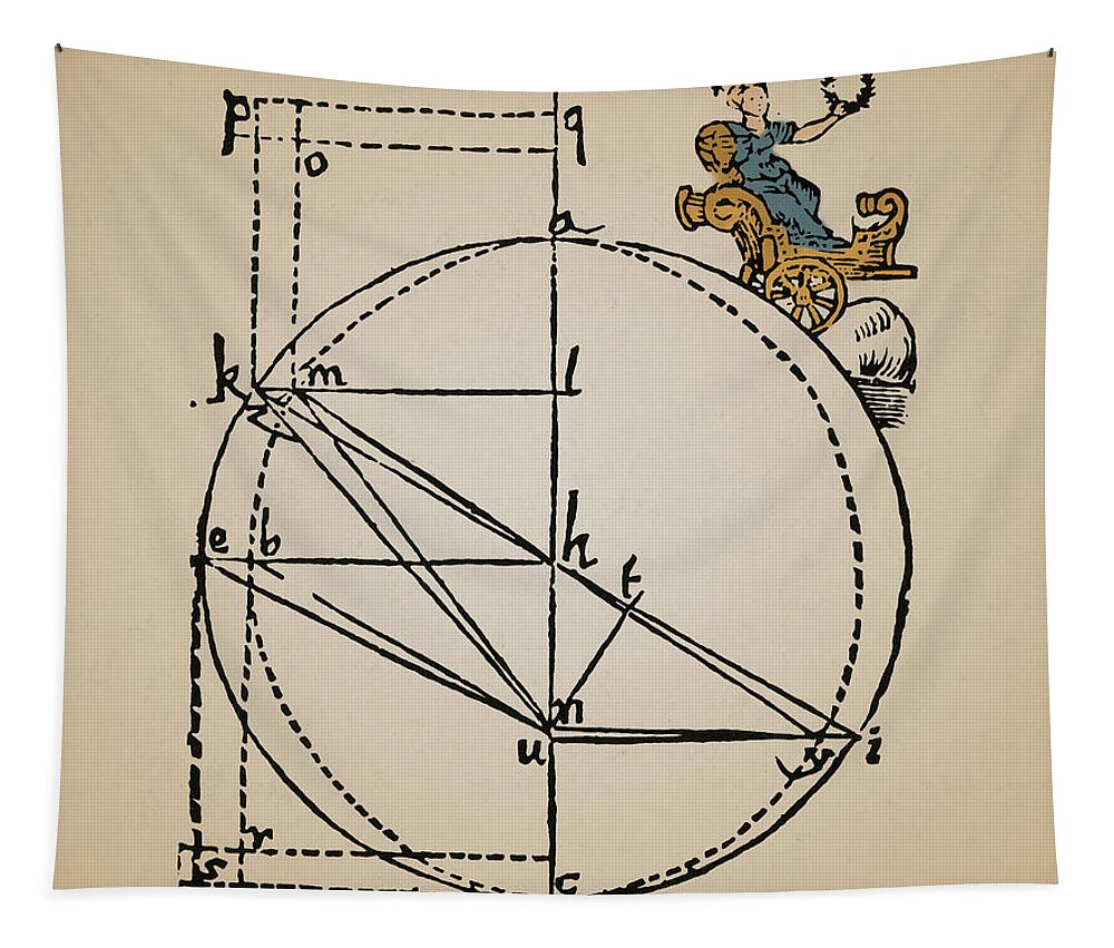 Johannes Kepler Tapestry featuring the photograph Keplers Mars Orbit Drawing #1 by Science Source