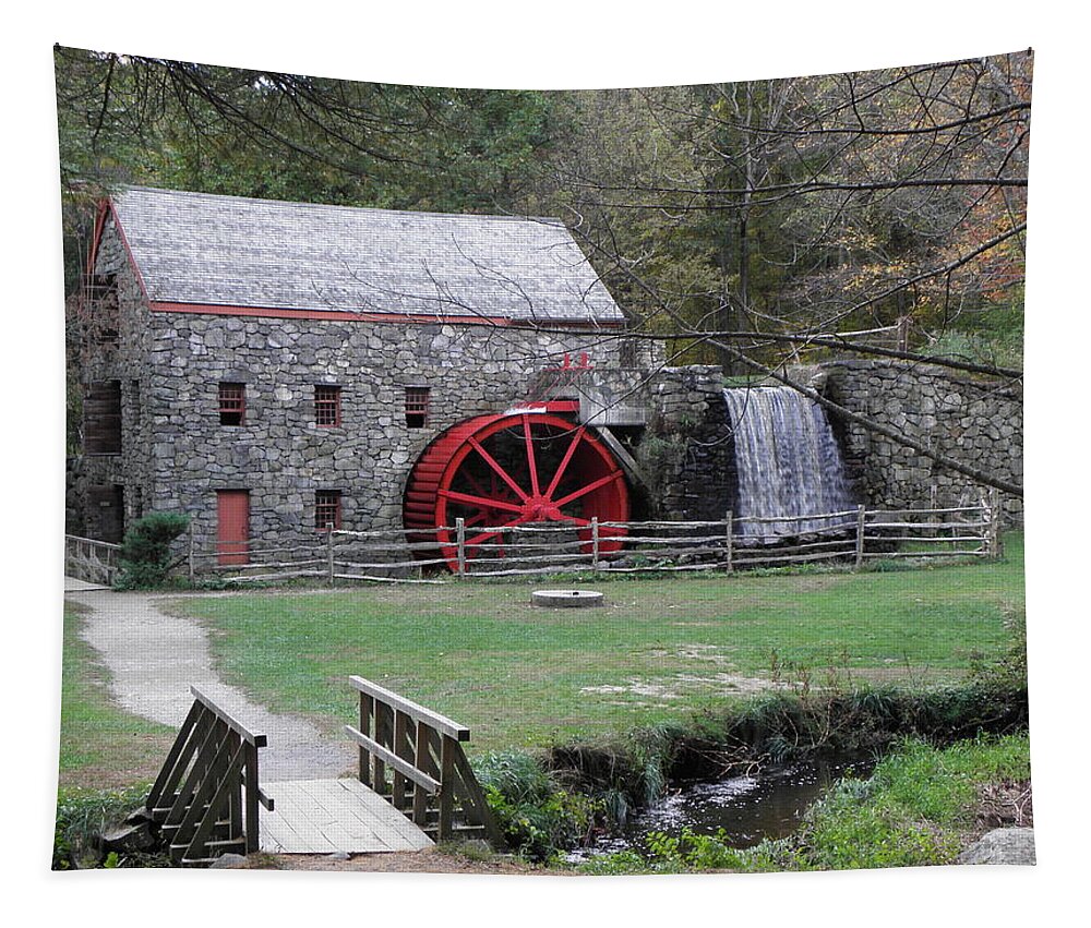 Longfellow Tapestry featuring the photograph Longfellow Grist Mill x18 by Kim Galluzzo Wozniak