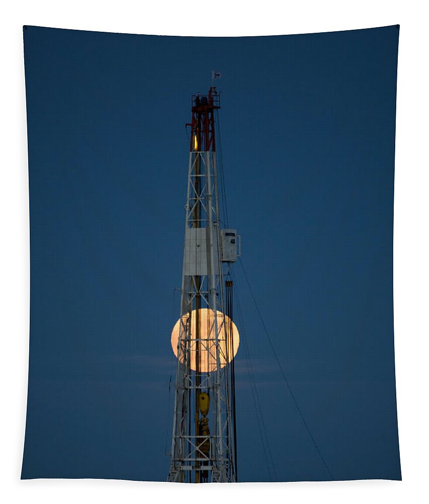 Rig Tapestry featuring the photograph Night Shot Drilling Rig #1 by Mark Duffy
