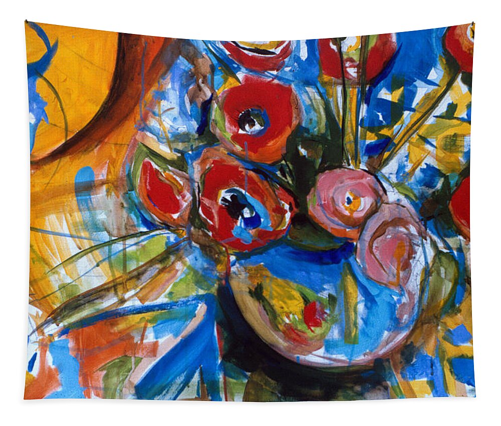 Poppies Tapestry featuring the painting Poppies #1 by John Gholson