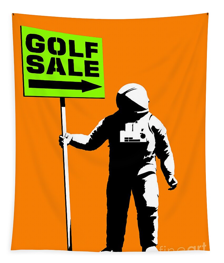 Space Tapestry featuring the painting Space golf sale #1 by Pixel Chimp