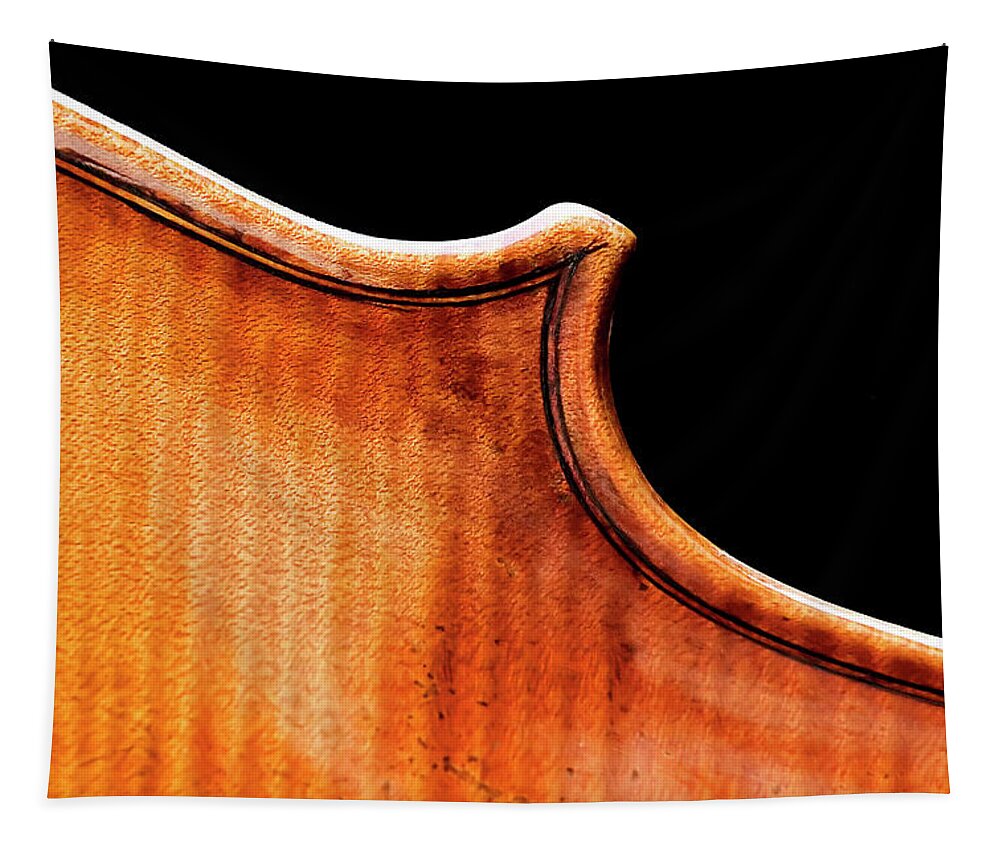 Strad Tapestry featuring the photograph Stradivarius Back Corner #1 by Endre Balogh
