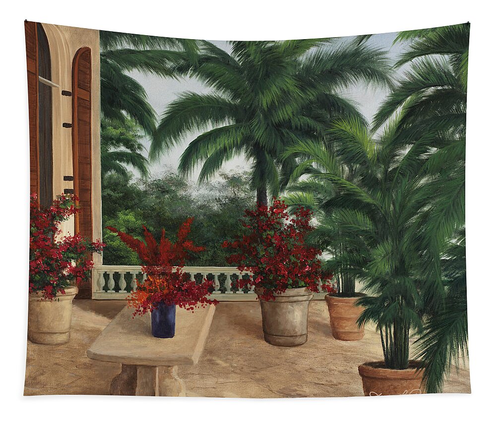 Tuscany Tapestry featuring the painting Tuscan Patio #1 by Diane Romanello