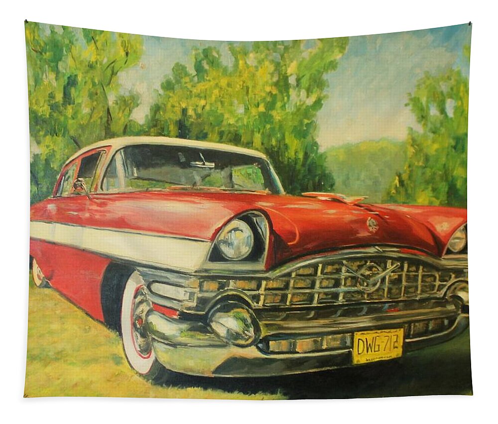 Packard Tapestry featuring the painting 1956 Packard by Daniel W Green